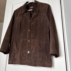 Vintage 90s Danier Suede Leather Coat Dark Chocolate Brown – Size L - Layering